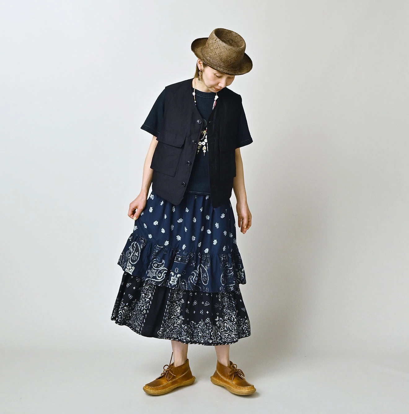 Indigo Hira Bandana Mix A la Mode Tiered Frill Petit Skirt