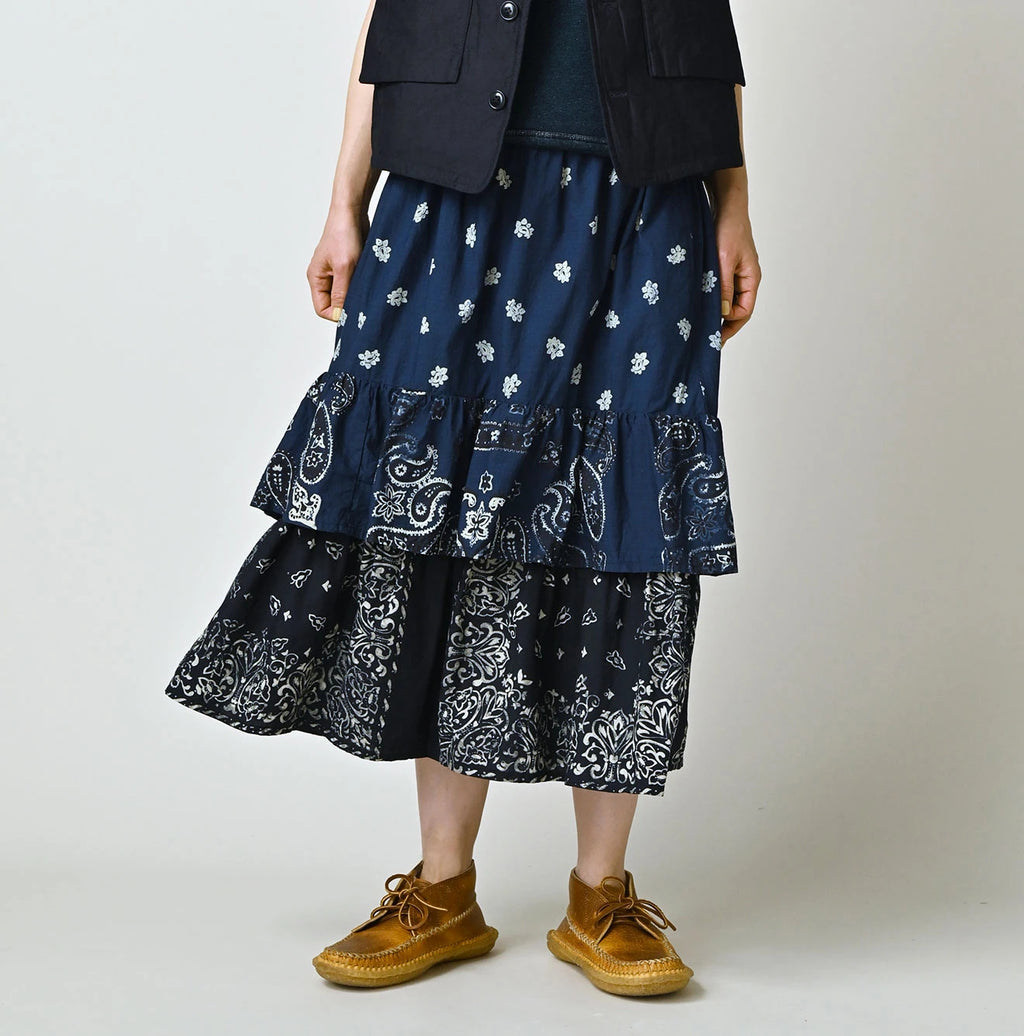 Indigo Hira Bandana Mix A la Mode Tiered Frill Petit Skirt