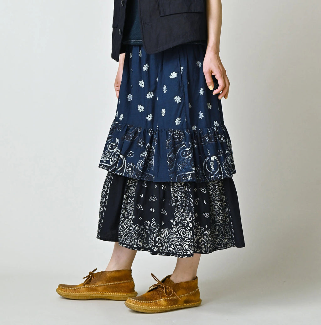 Indigo Hira Bandana Mix A la Mode Tiered Frill Petit Skirt