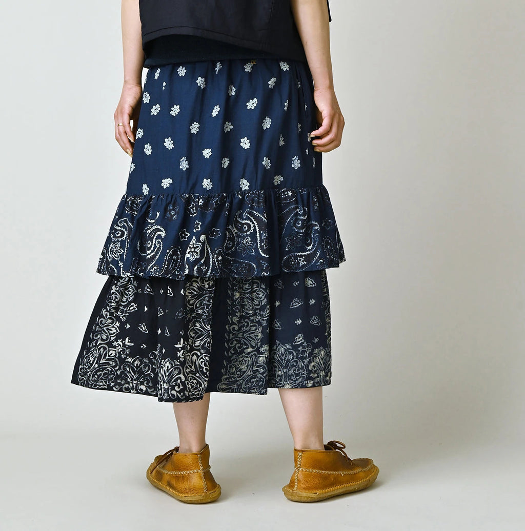 Indigo Hira Bandana Mix A la Mode Tiered Frill Petit Skirt