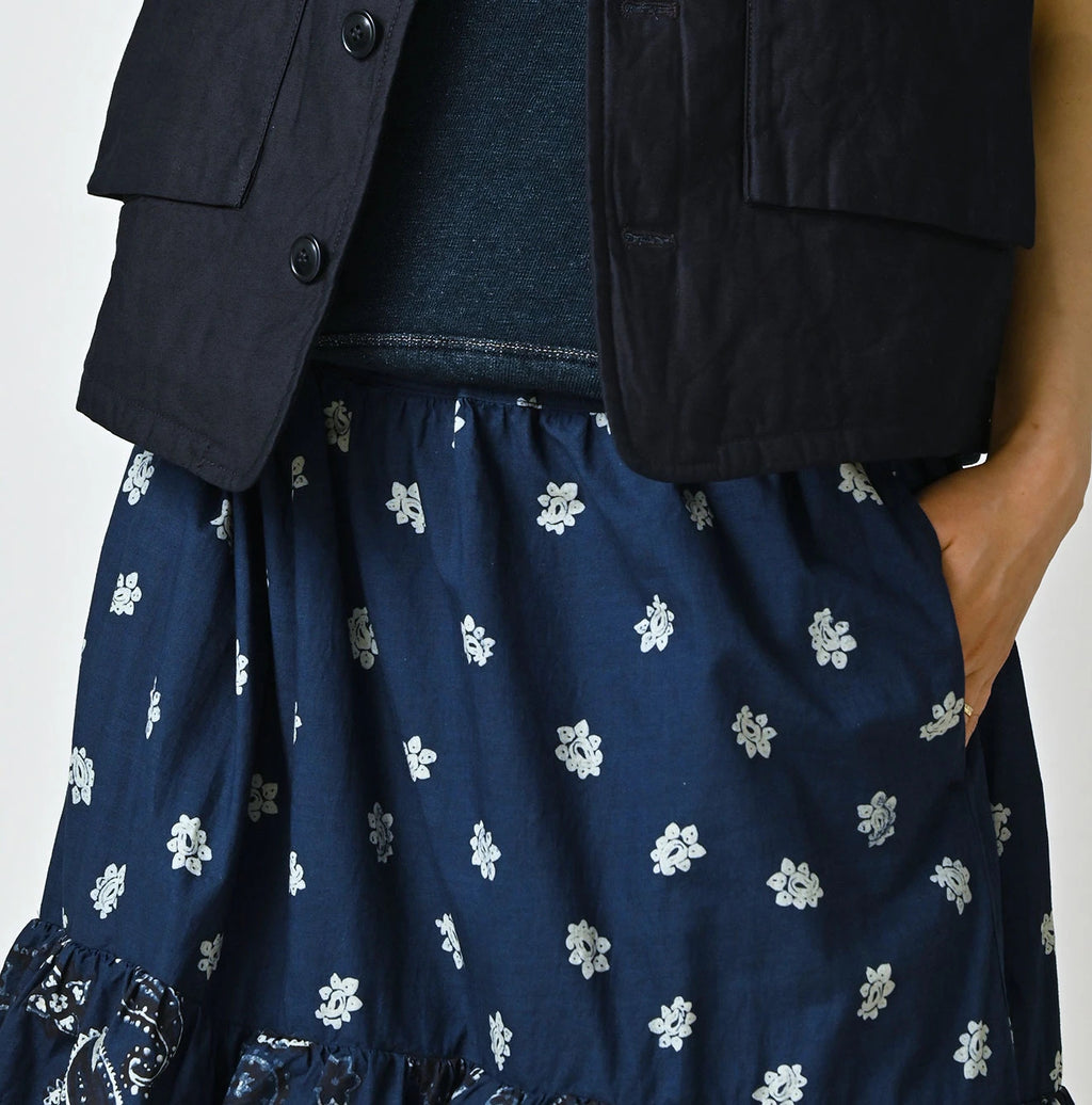 Indigo Hira Bandana Mix A la Mode Tiered Frill Petit Skirt