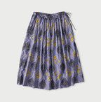 Indian Khadi Saffron Block Print Easy Gathered Skirt