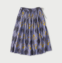 Indian Khadi Saffron Block Print Easy Gathered Skirt