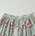 Indian Khadi Saffron Block Print Easy Gathered Skirt