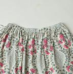 Indian Khadi Saffron Block Print Easy Gathered Skirt