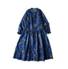 Chandelier Flower Print Gather Dress Blue