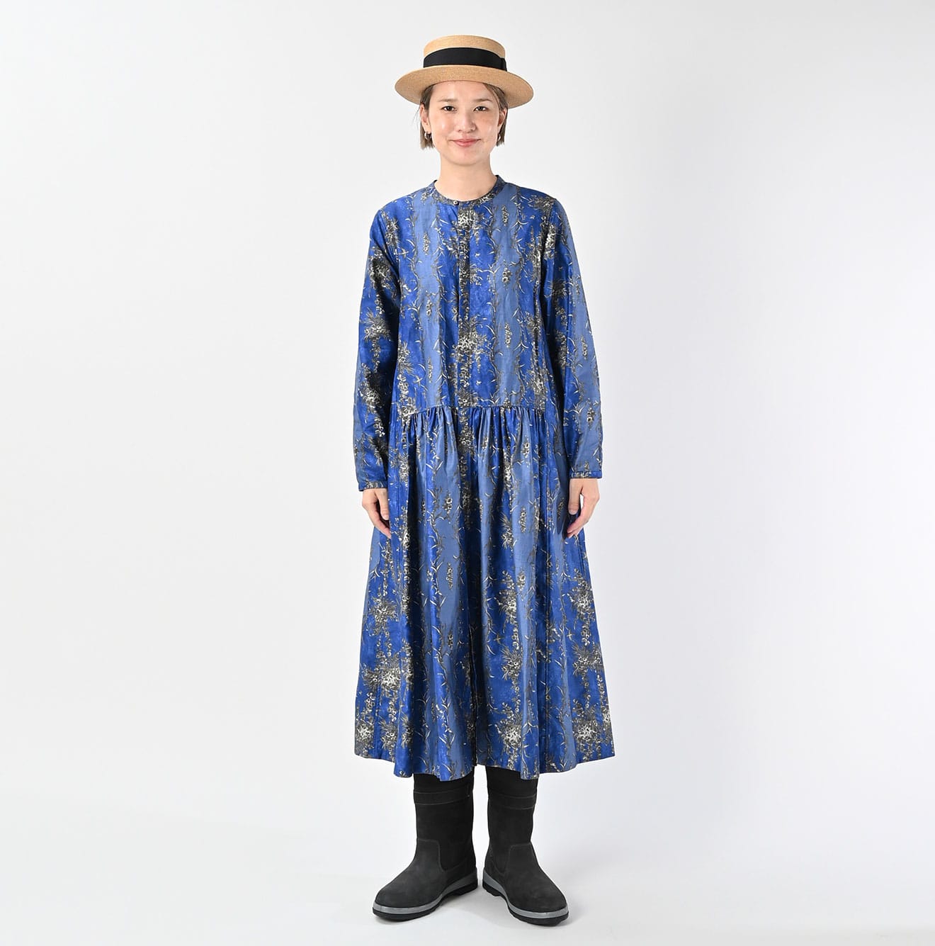 Chandelier Flower Print Gather Dress Female Model