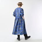 Chandelier Flower Print Gather Dress Female Model