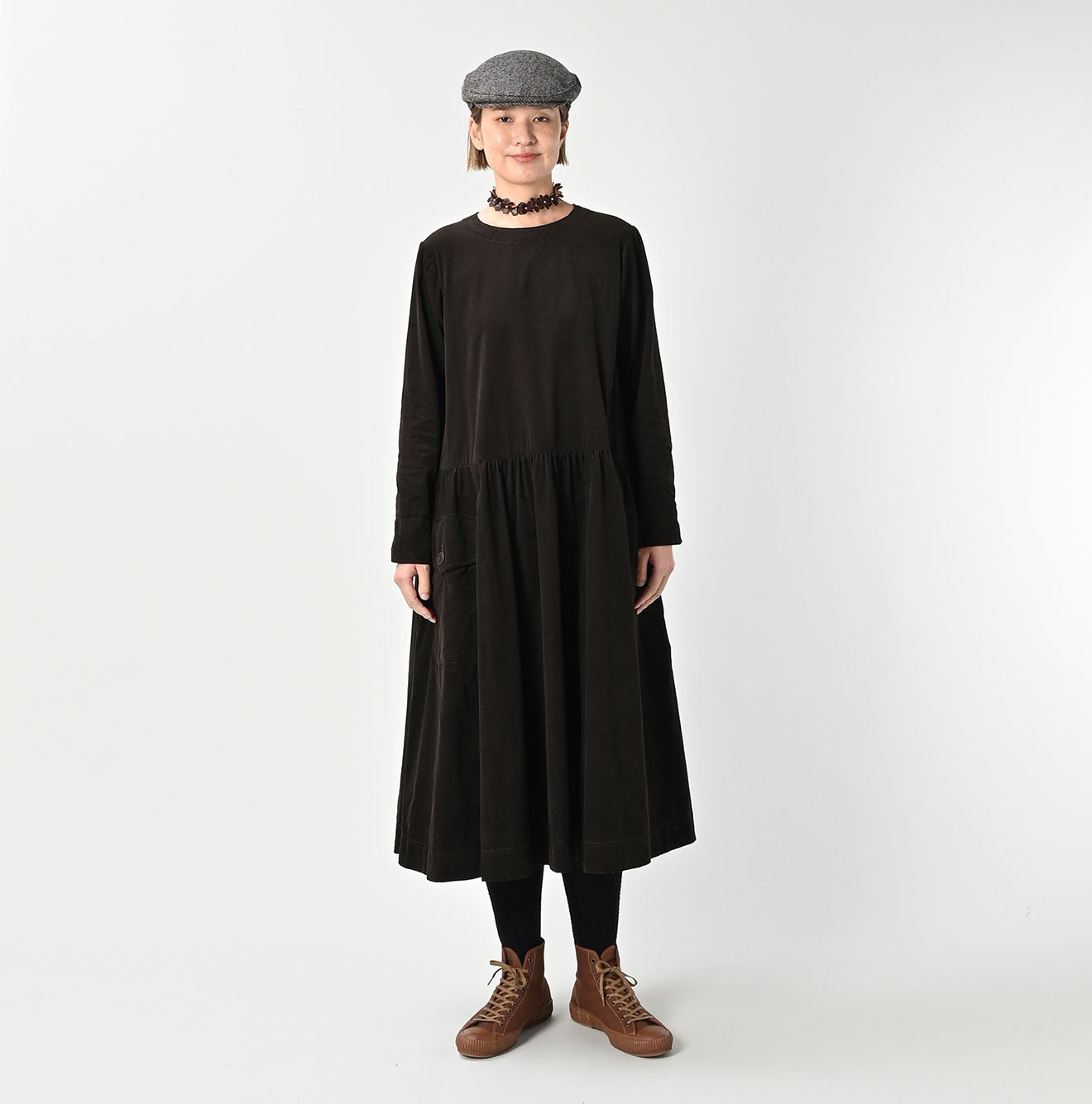 Pin Corduroy Tent Dress Female Model