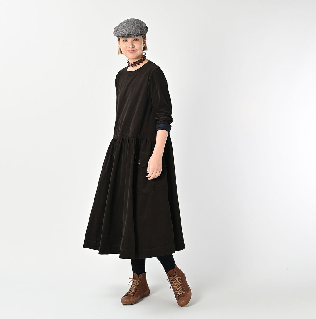 Pin Corduroy Tent Dress Female Model