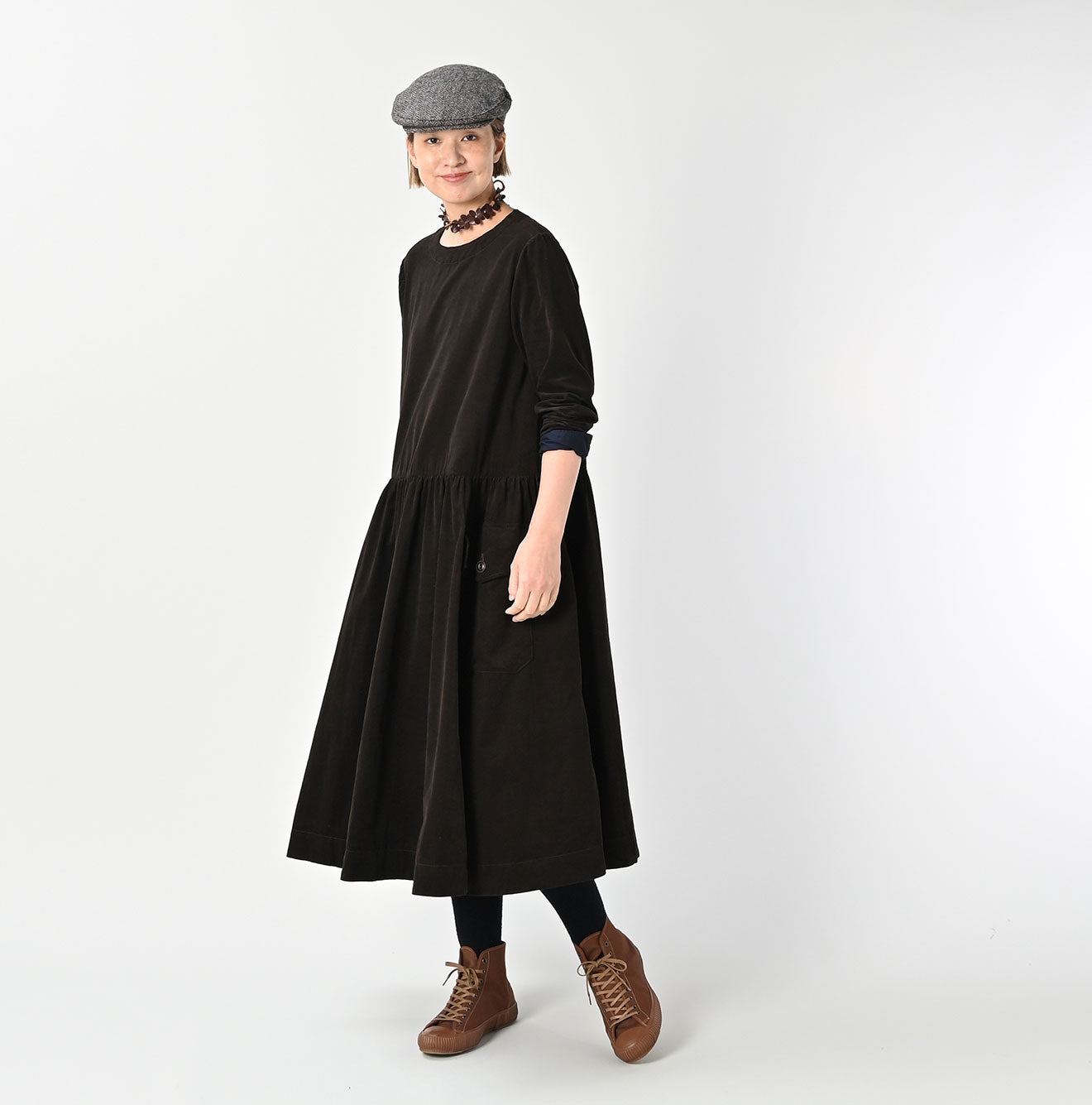 Pin Corduroy Tent Dress Female Model