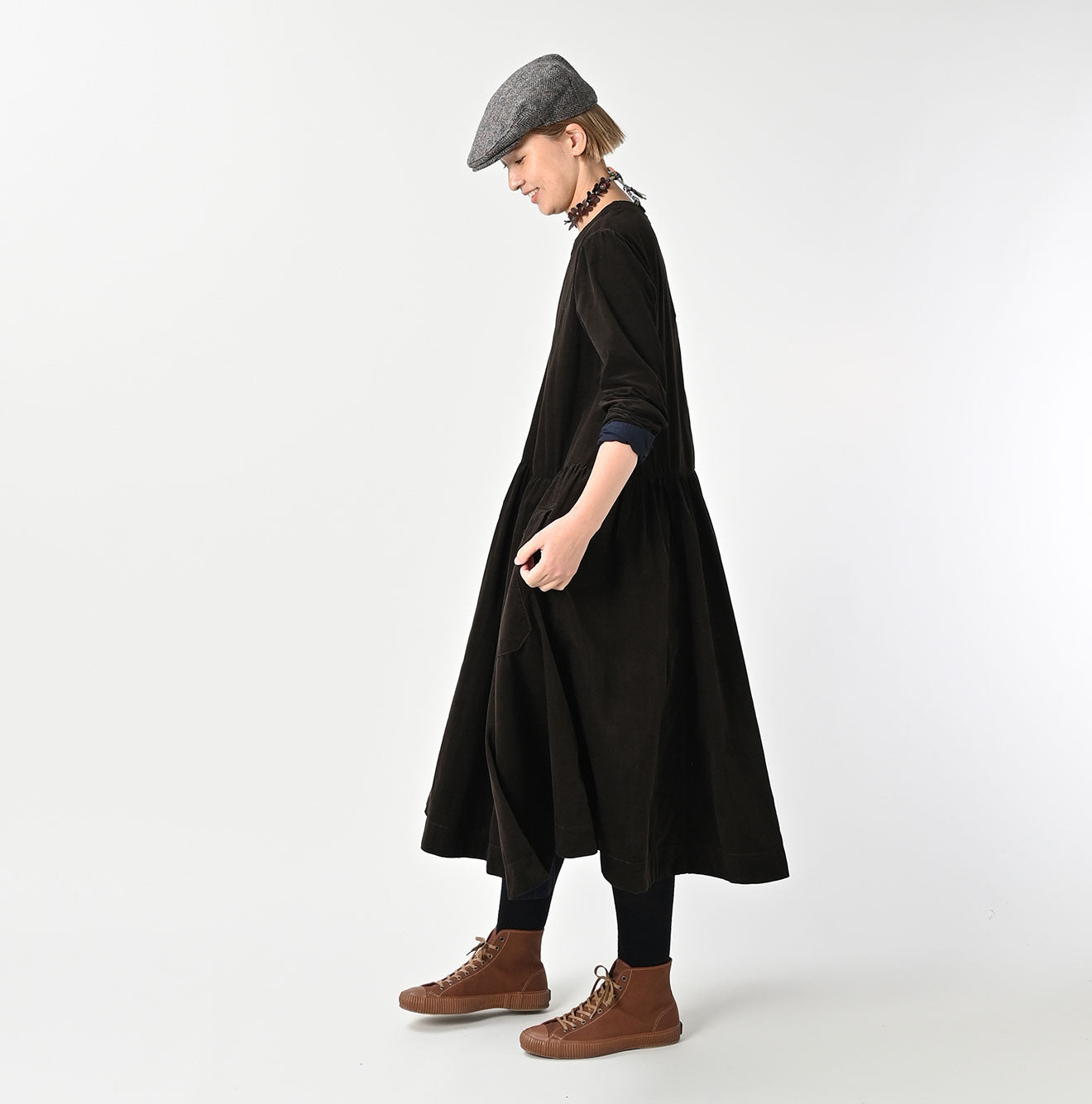 Pin Corduroy Tent Dress Female Model