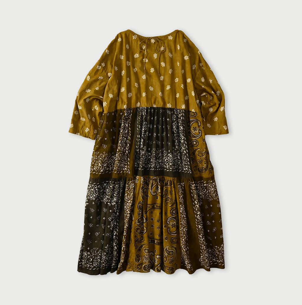 Indian Khadi Bandana Mix A la Mode Patchwork Tiered Dress