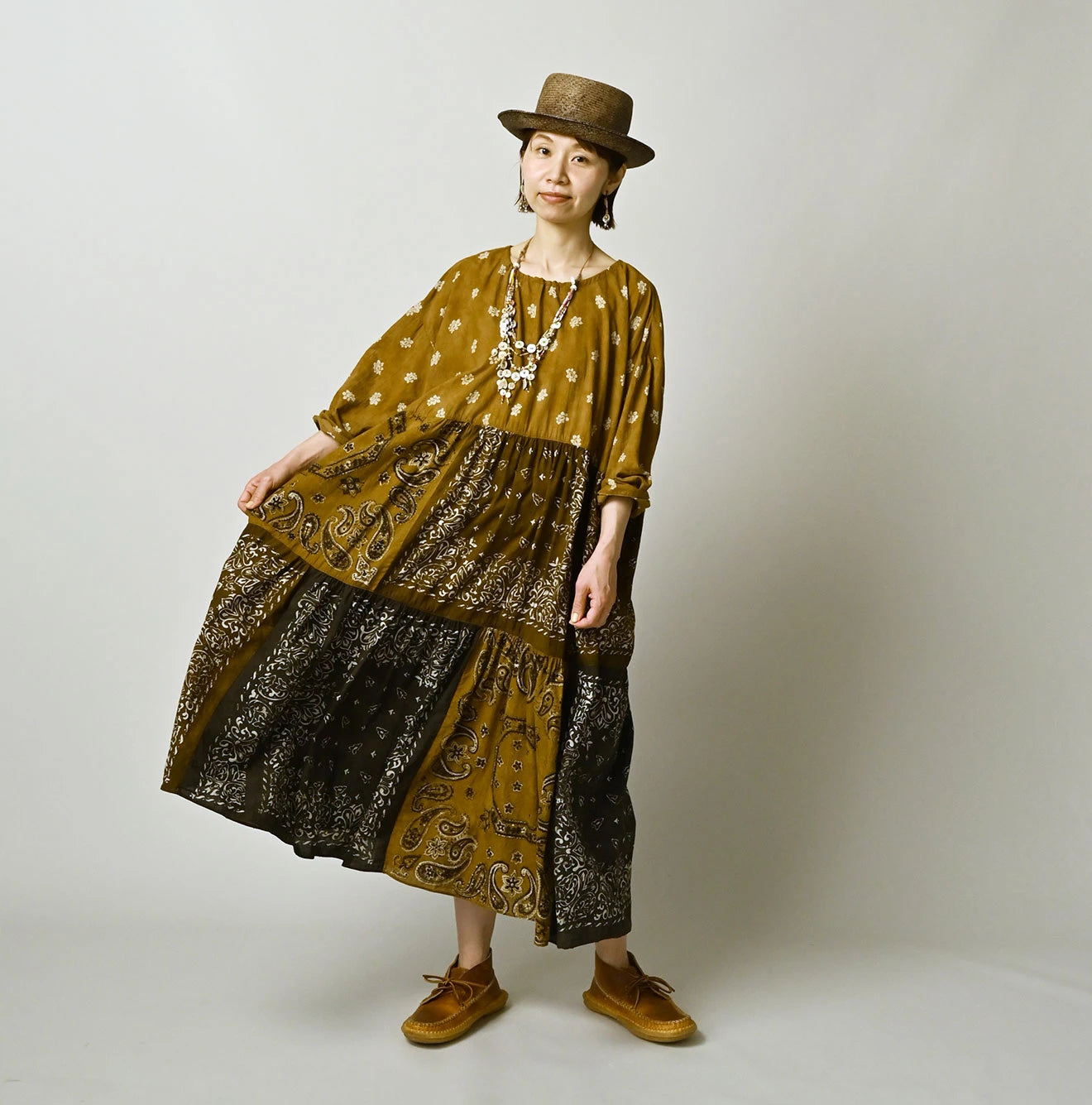 Indian Khadi Bandana Mix A la Mode Patchwork Tiered Dress