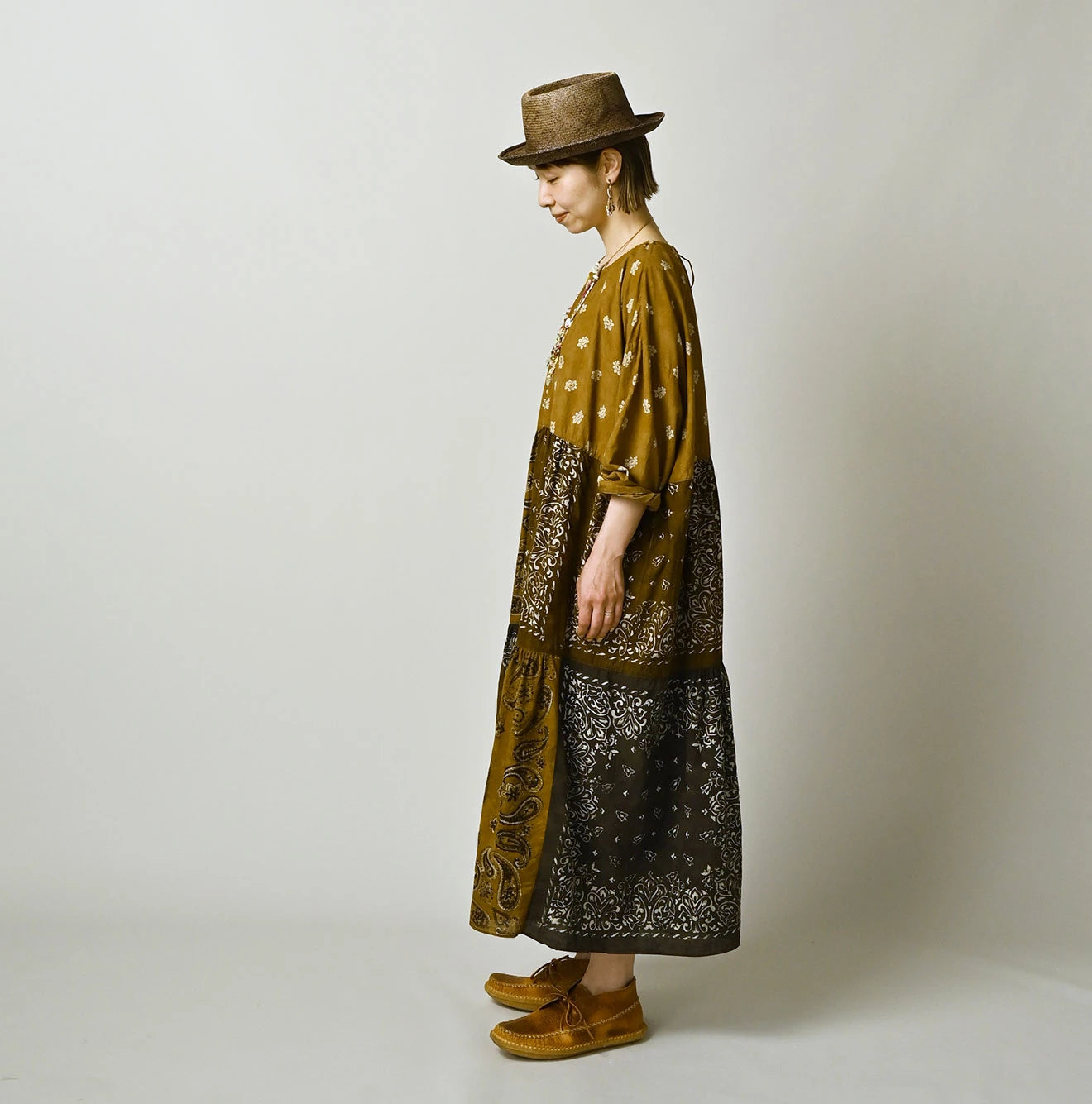 Indian Khadi Bandana Mix A la Mode Patchwork Tiered Dress