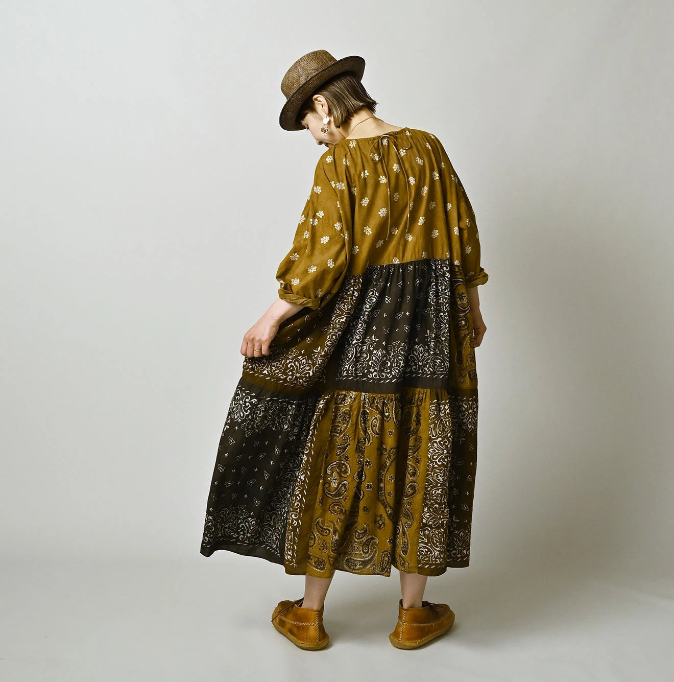 Indian Khadi Bandana Mix A la Mode Patchwork Tiered Dress