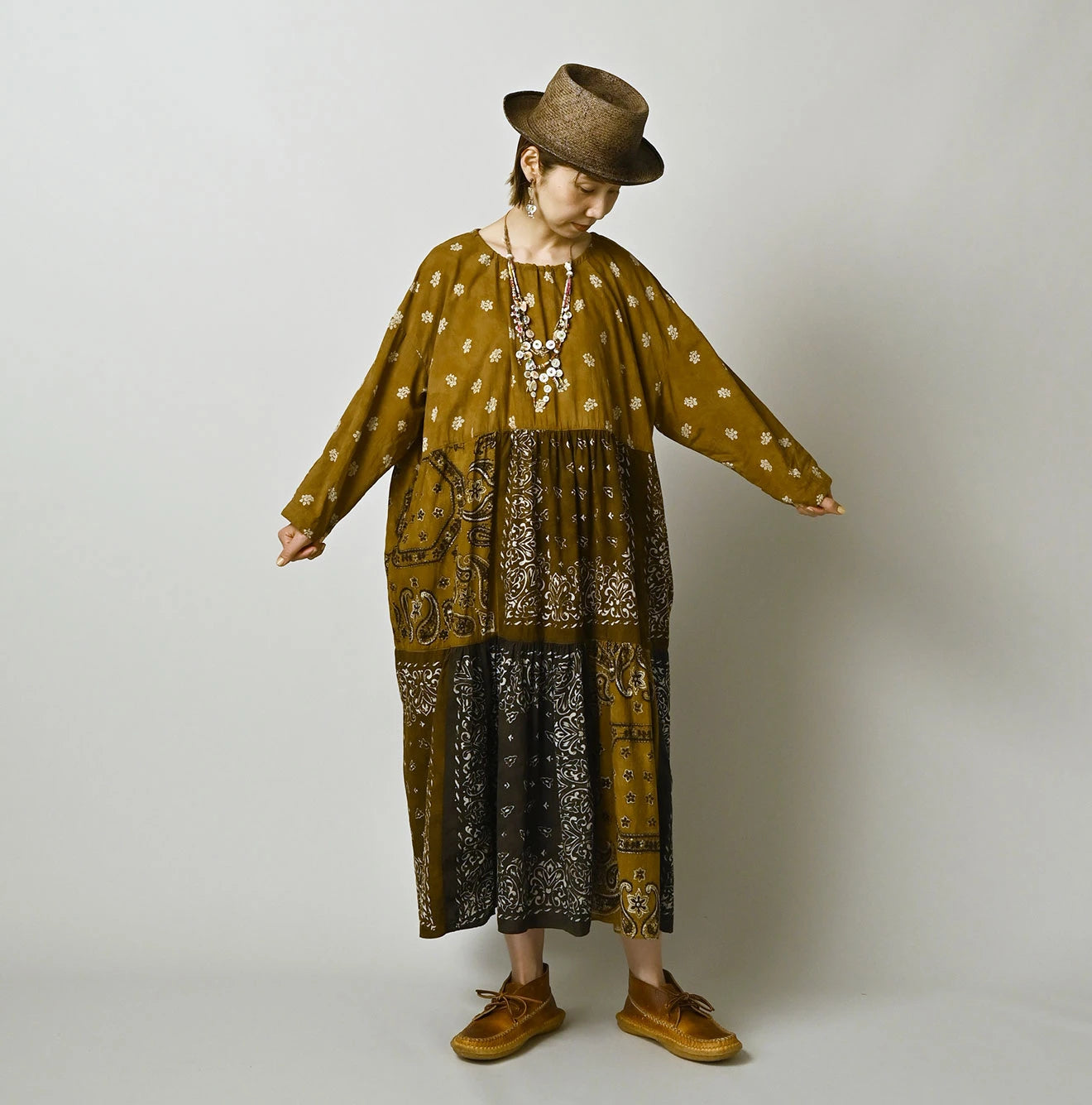 Indian Khadi Bandana Mix A la Mode Patchwork Tiered Dress