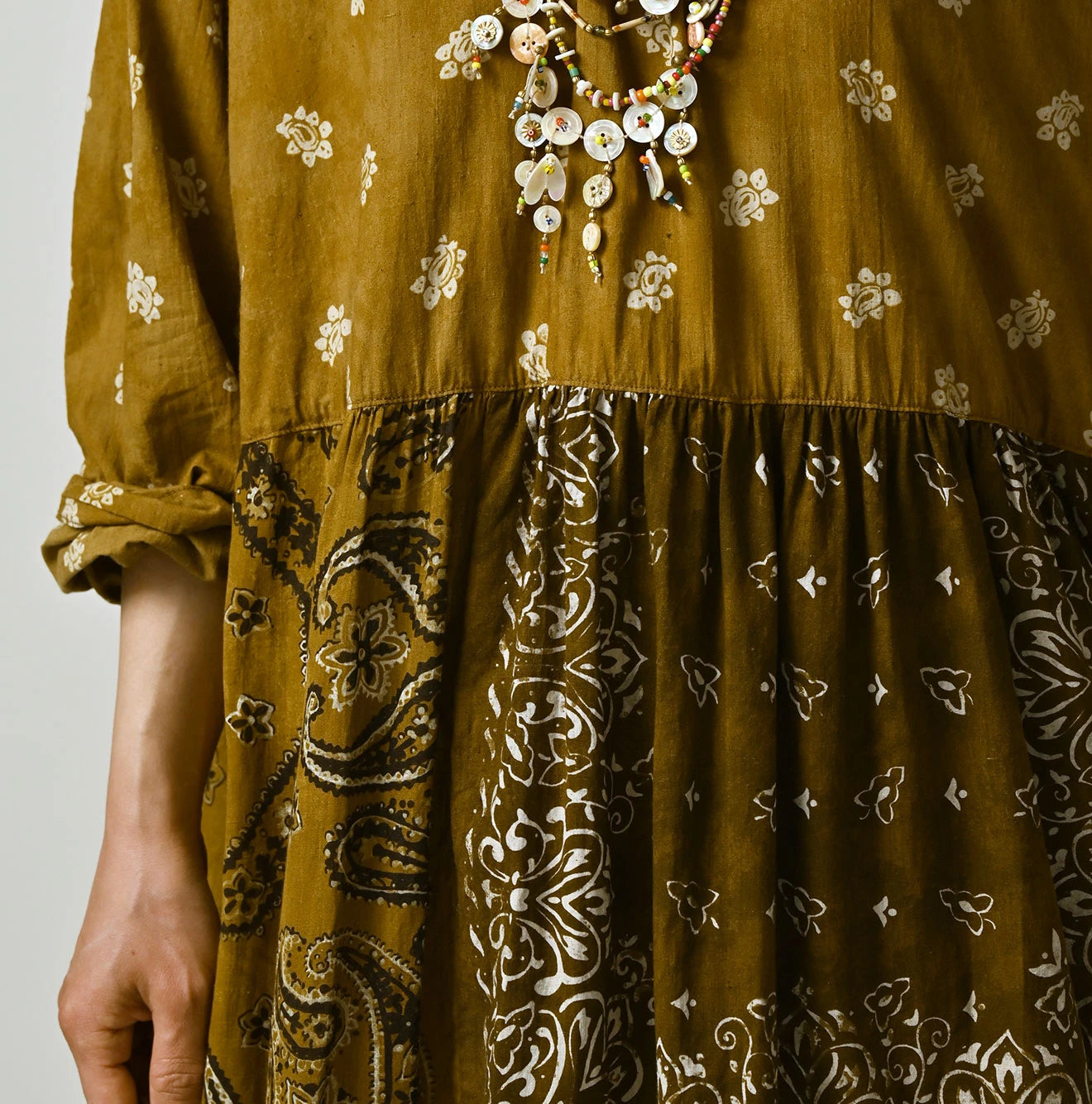 Indian Khadi Bandana Mix A la Mode Patchwork Tiered Dress