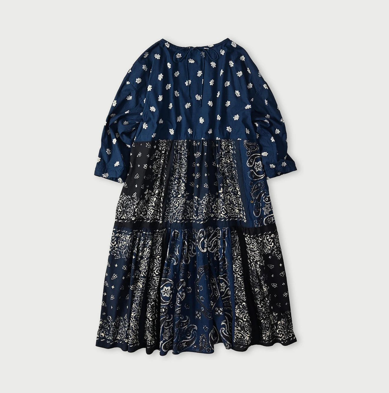 Indigo Hira Bandana Mix A la Mode Patchwork Tiered Dress