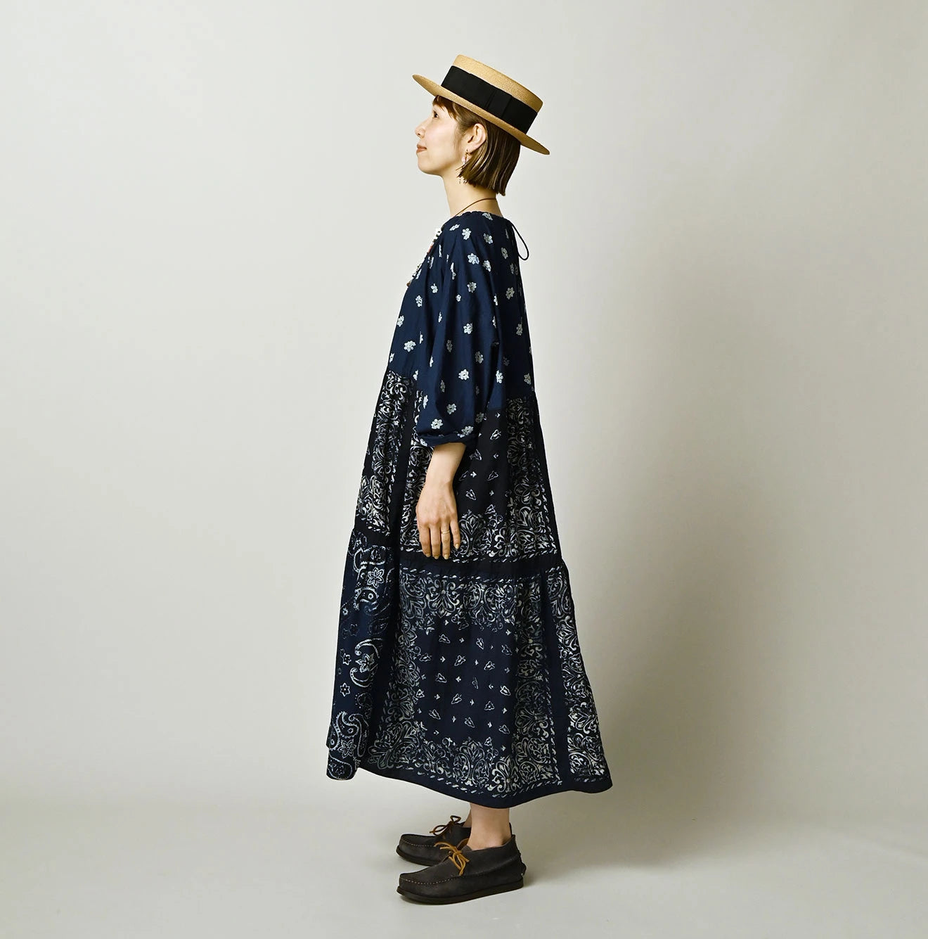 Indigo Hira Bandana Mix A la Mode Patchwork Tiered Dress