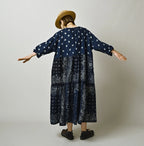 Indigo Hira Bandana Mix A la Mode Patchwork Tiered Dress