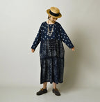Indigo Hira Bandana Mix A la Mode Patchwork Tiered Dress
