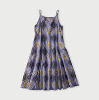Indian Khadi Saffron Block Print Umbrella Camisole Dress