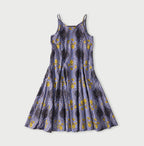 Indian Khadi Saffron Block Print Umbrella Camisole Dress