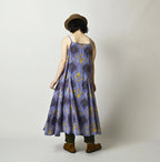 Indian Khadi Saffron Block Print Umbrella Camisole Dress
