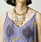 Indian Khadi Saffron Block Print Umbrella Camisole Dress