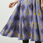Indian Khadi Saffron Block Print Umbrella Camisole Dress
