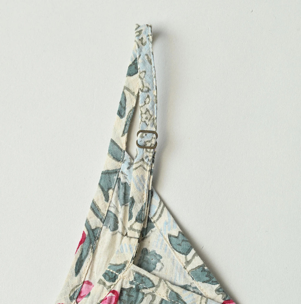 Indian Khadi Saffron Block Print Umbrella Camisole Dress