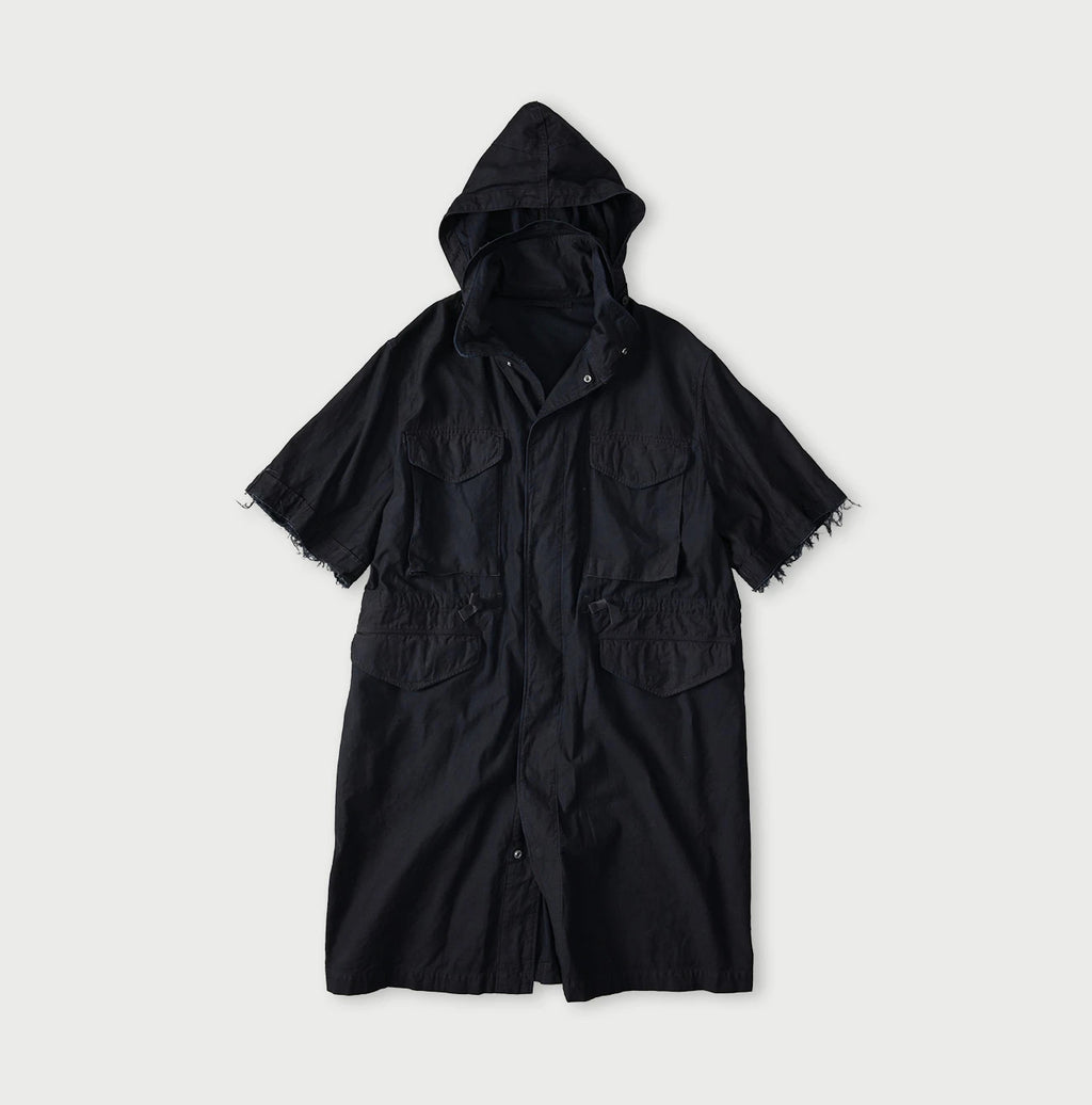 Indigo Thin Back Satin Hooded Dress