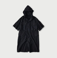 Indigo Thin Back Satin Hooded Dress