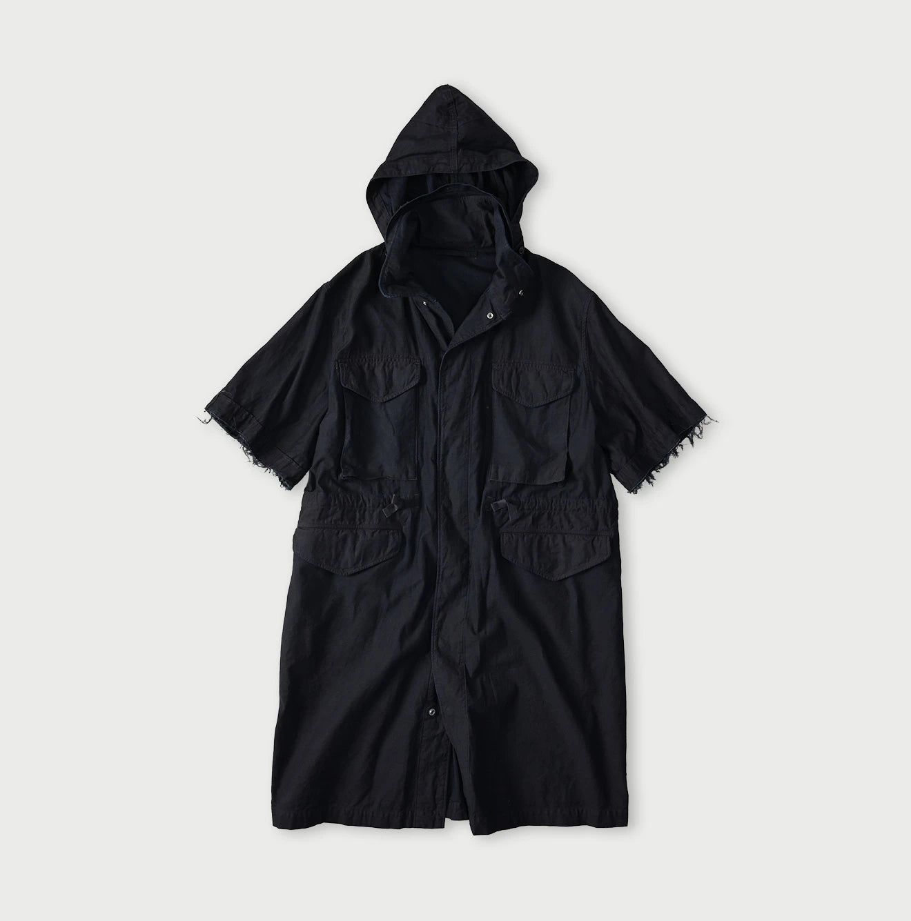 Indigo Thin Back Satin Hooded Dress