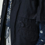 Indigo Thin Back Satin Hooded Dress
