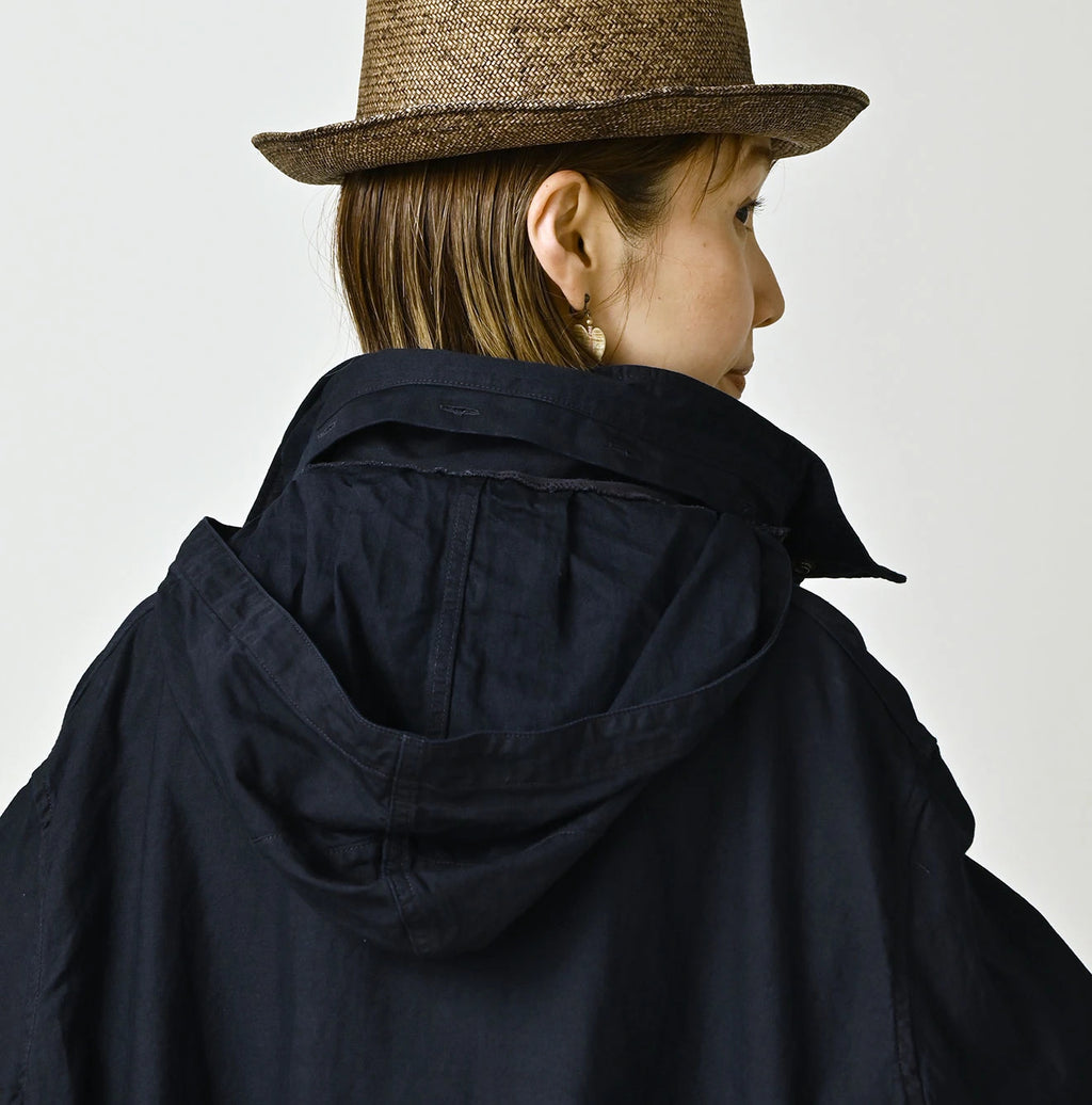 Indigo Thin Back Satin Hooded Dress