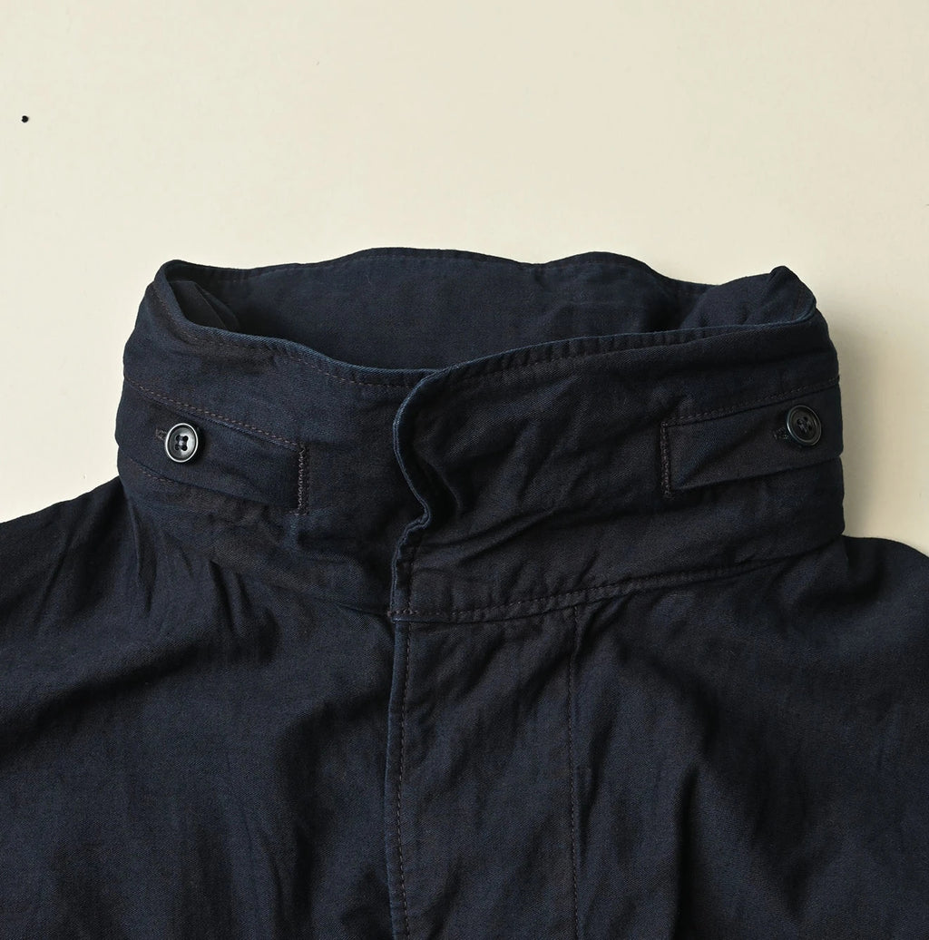 Indigo Thin Back Satin Hooded Dress