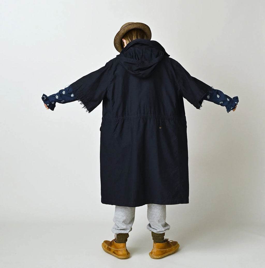 Indigo Thin Back Satin Hooded Dress