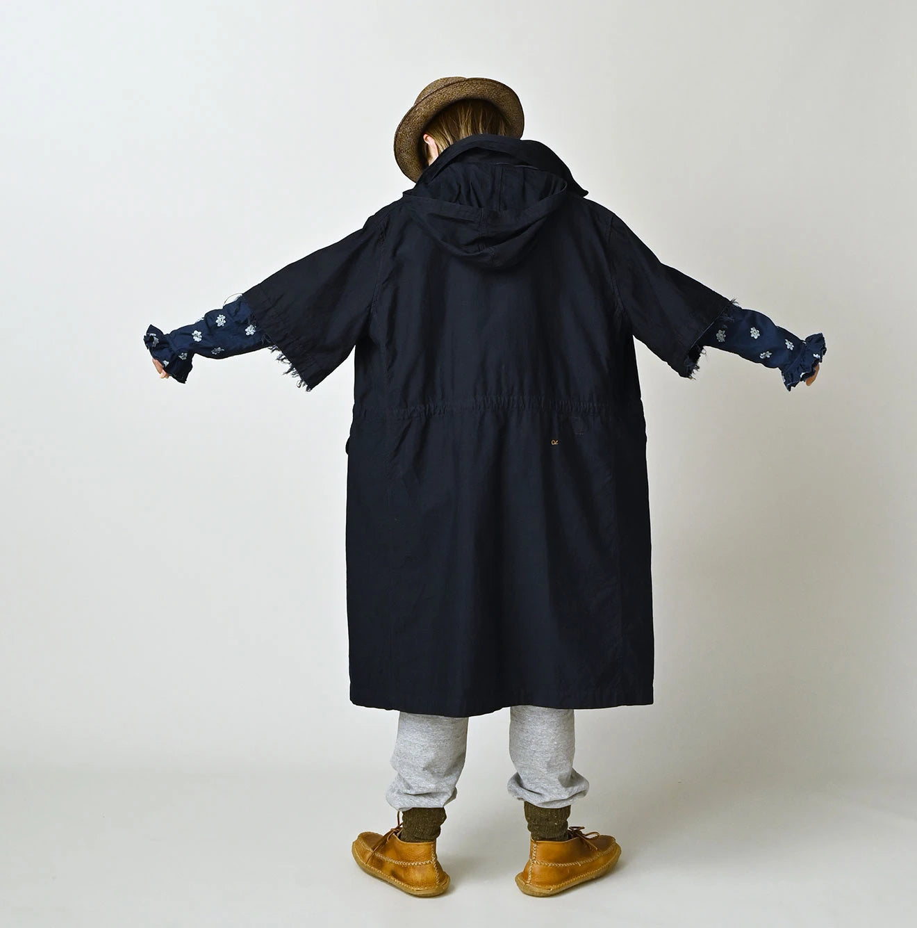 Indigo Thin Back Satin Hooded Dress