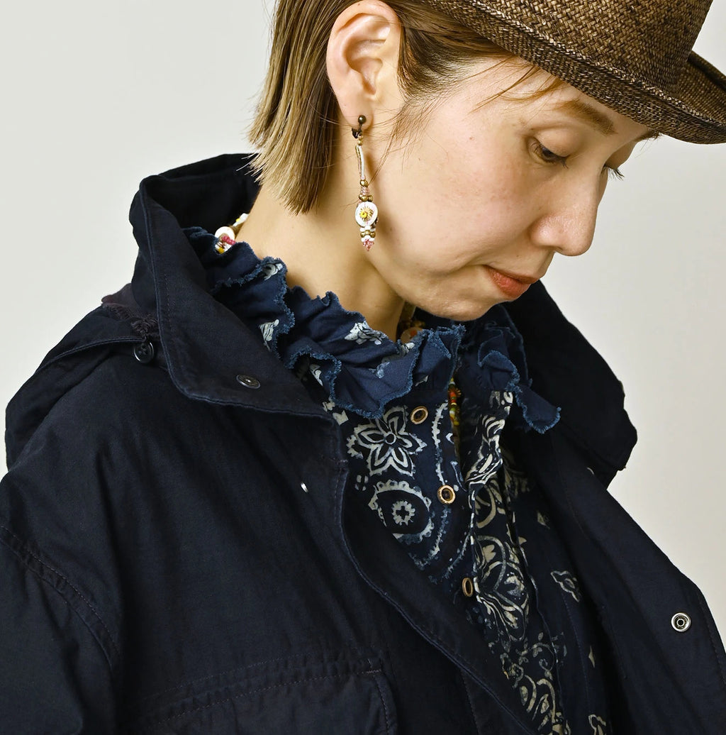 Indigo Thin Back Satin Hooded Dress