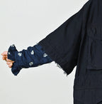 Indigo Thin Back Satin Hooded Dress
