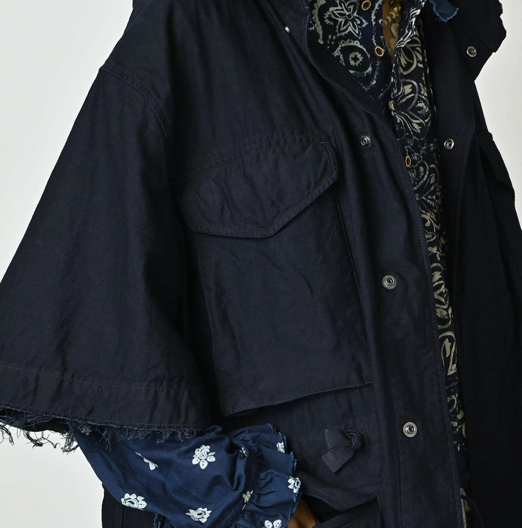 Indigo Thin Back Satin Hooded Dress