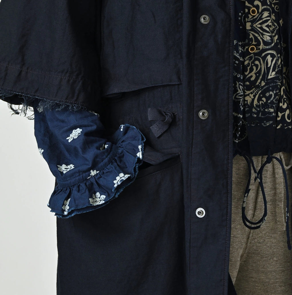 Indigo Thin Back Satin Hooded Dress
