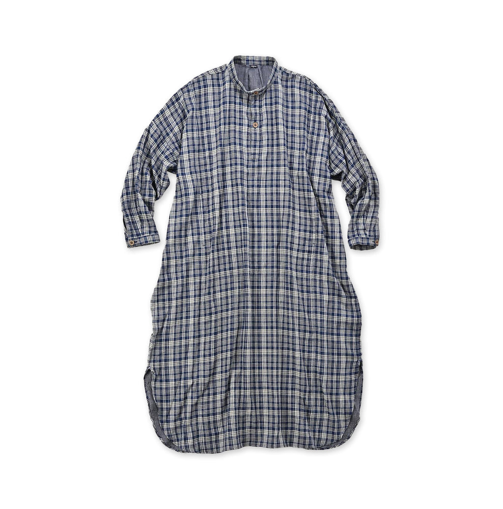 Indigo Fuwa Fuwa Double Woven Easy Dress Check