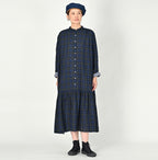 Indigo Fuwafuwa Double Woven Dress Female Model
