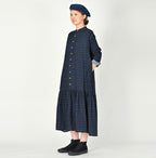Indigo Fuwafuwa Double Woven Dress Female Model
