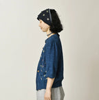 Indigo Pom-pom Flower Bolero
