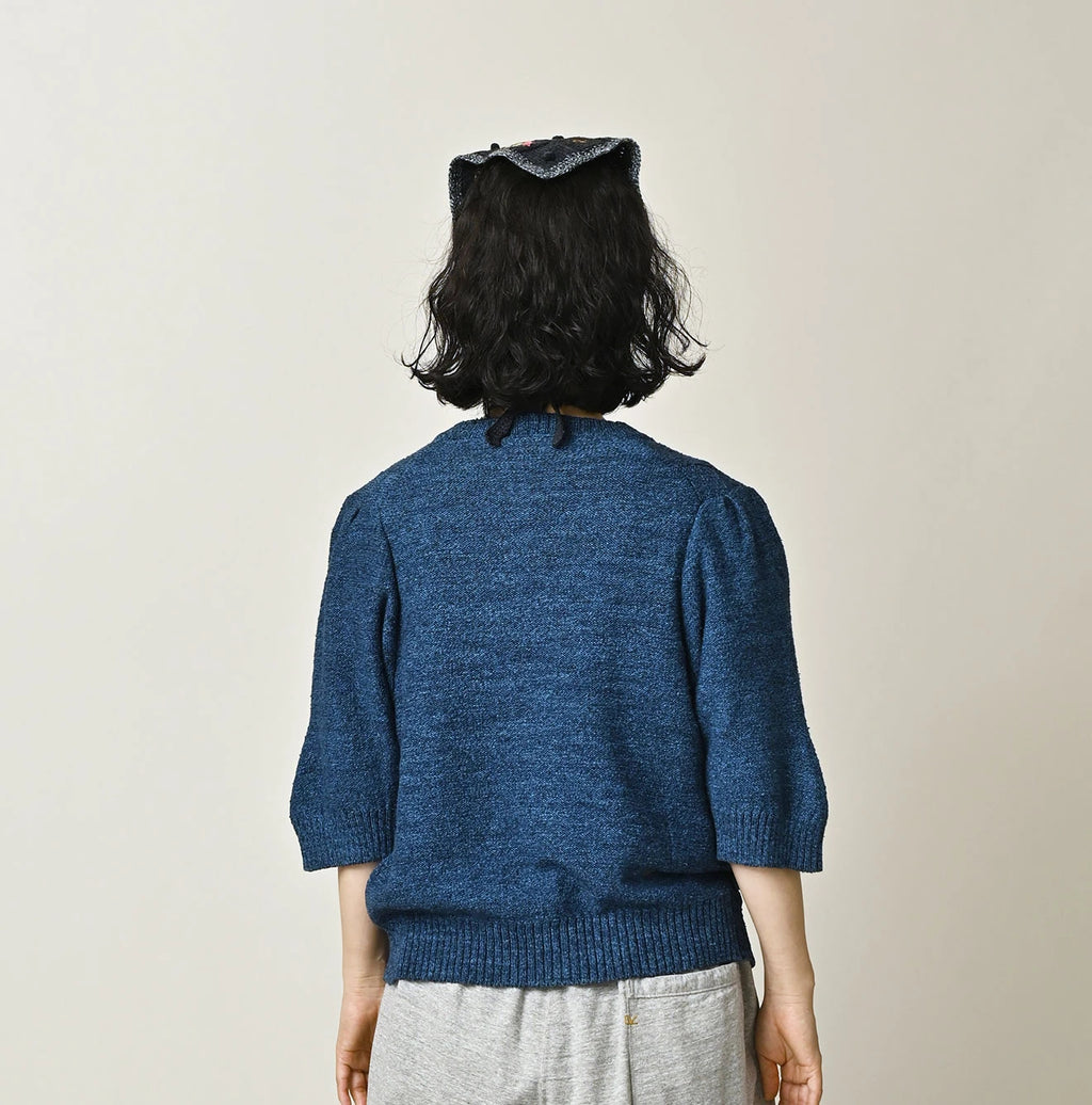 Indigo Pom-pom Flower Bolero