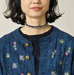 Indigo Pom-pom Flower Bolero